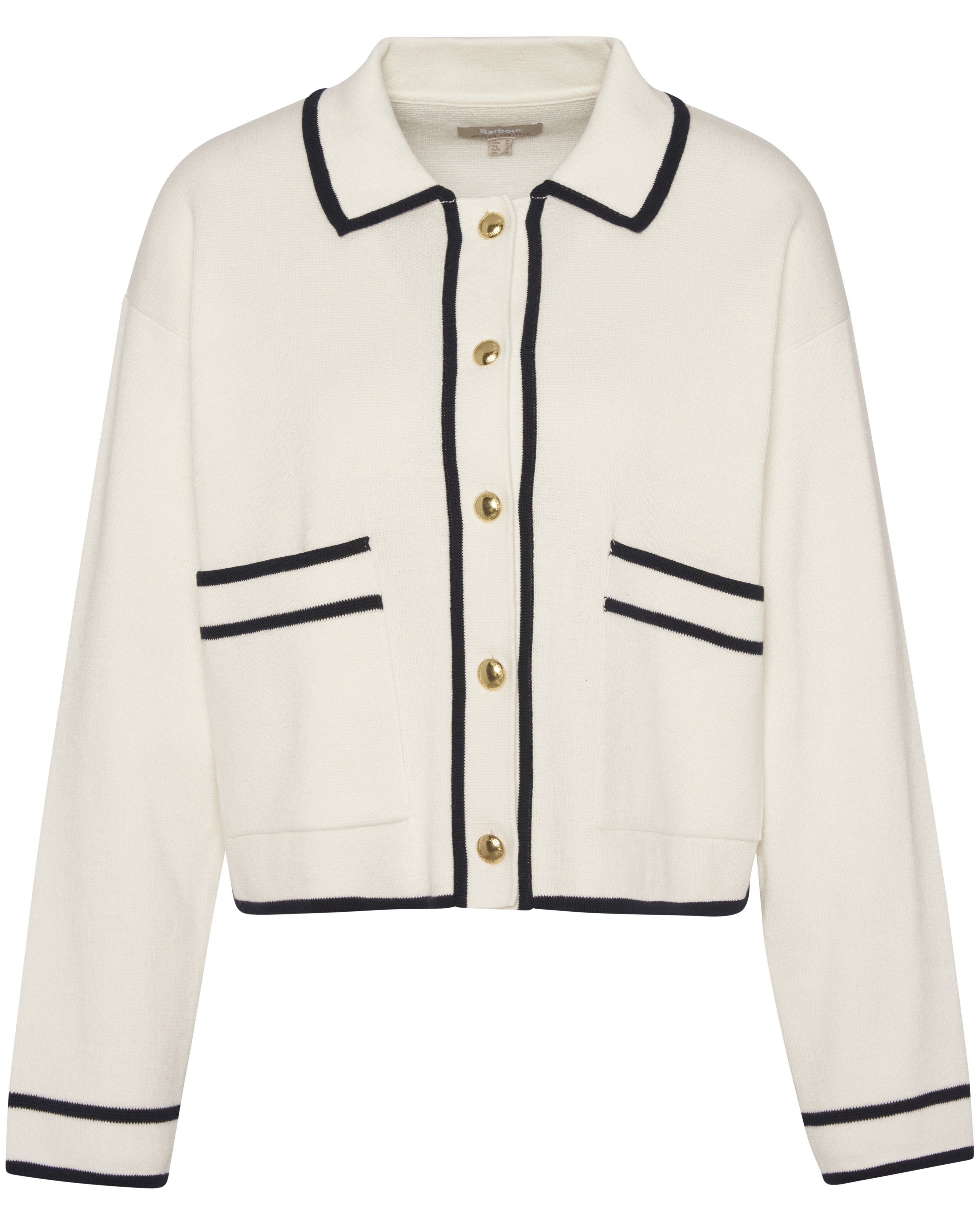 Barbour Jasmine White Navy Piped Cardigan