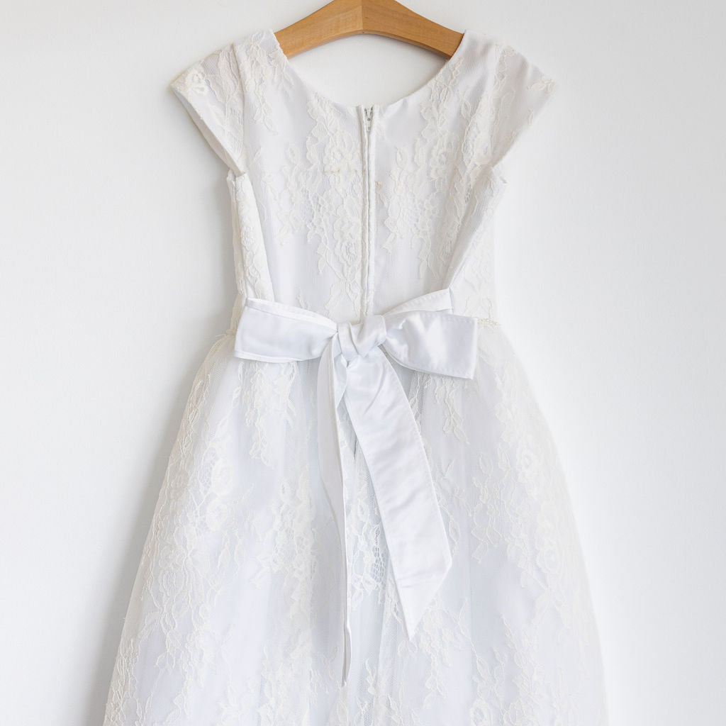 White Lace Dress Pearl Waist