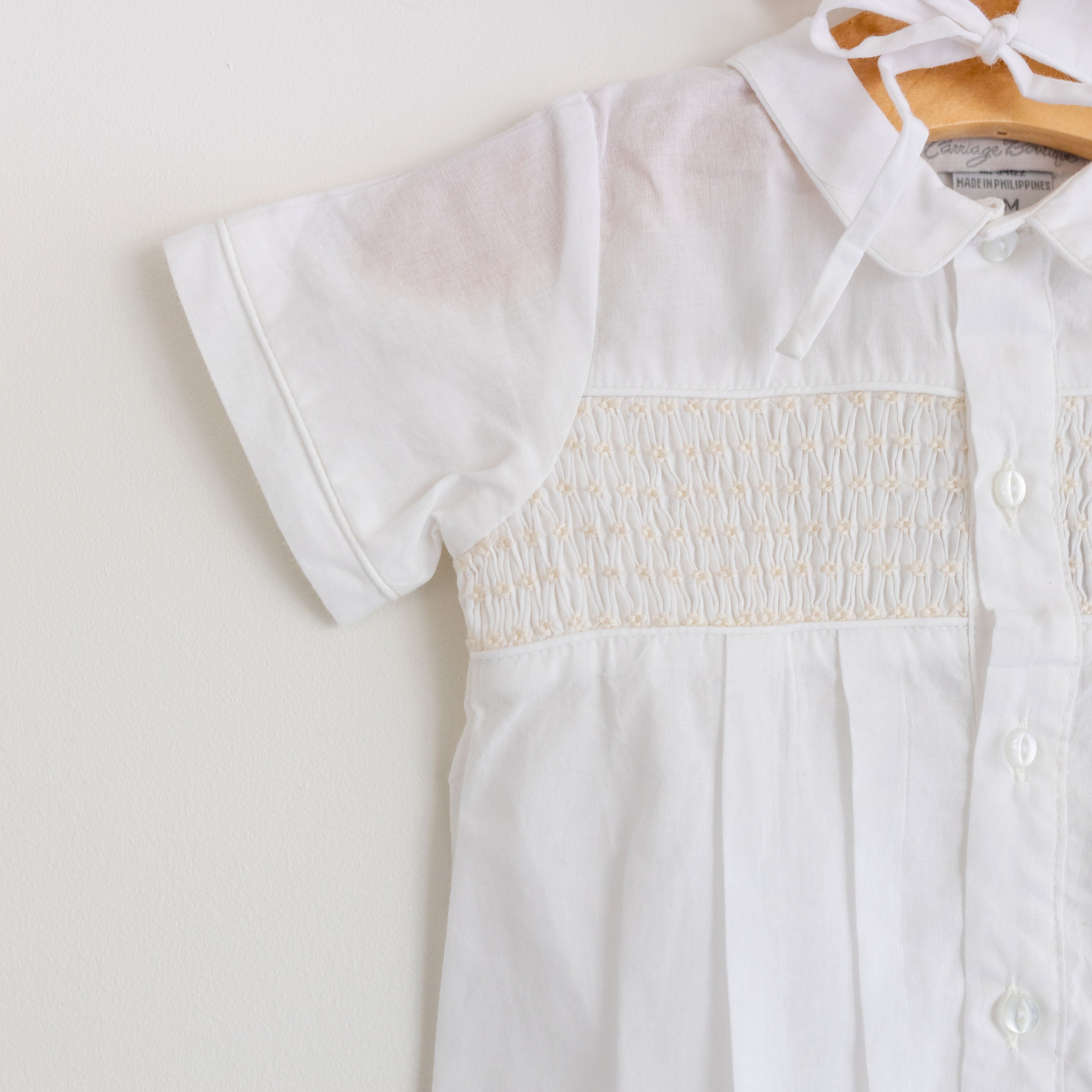 Beige Smocked Bubble and Bonnet