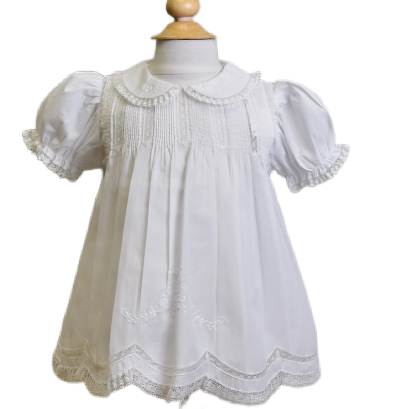 Dress White Tucked w/Collar-Feltman