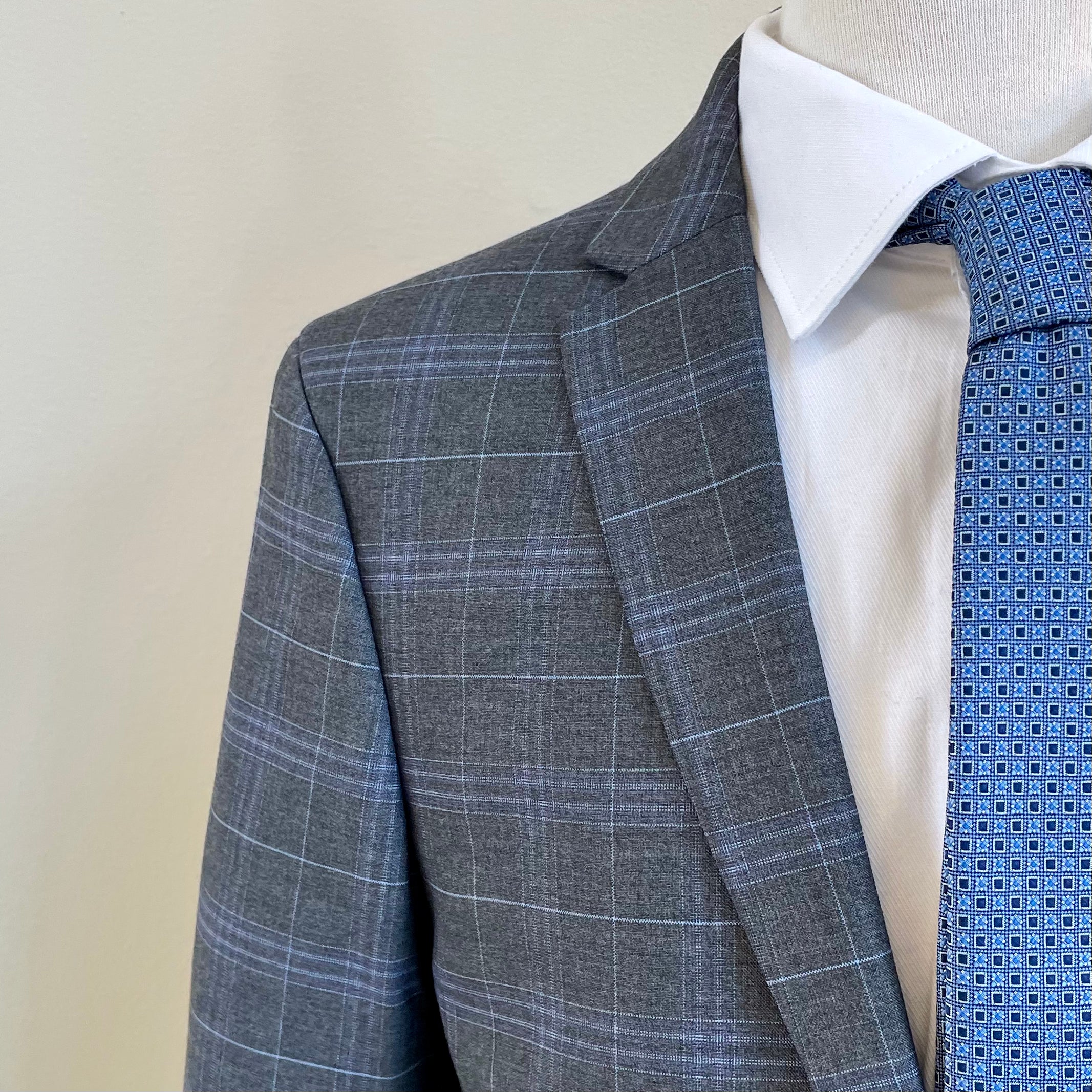 Gray Blue Plaid Suit LP