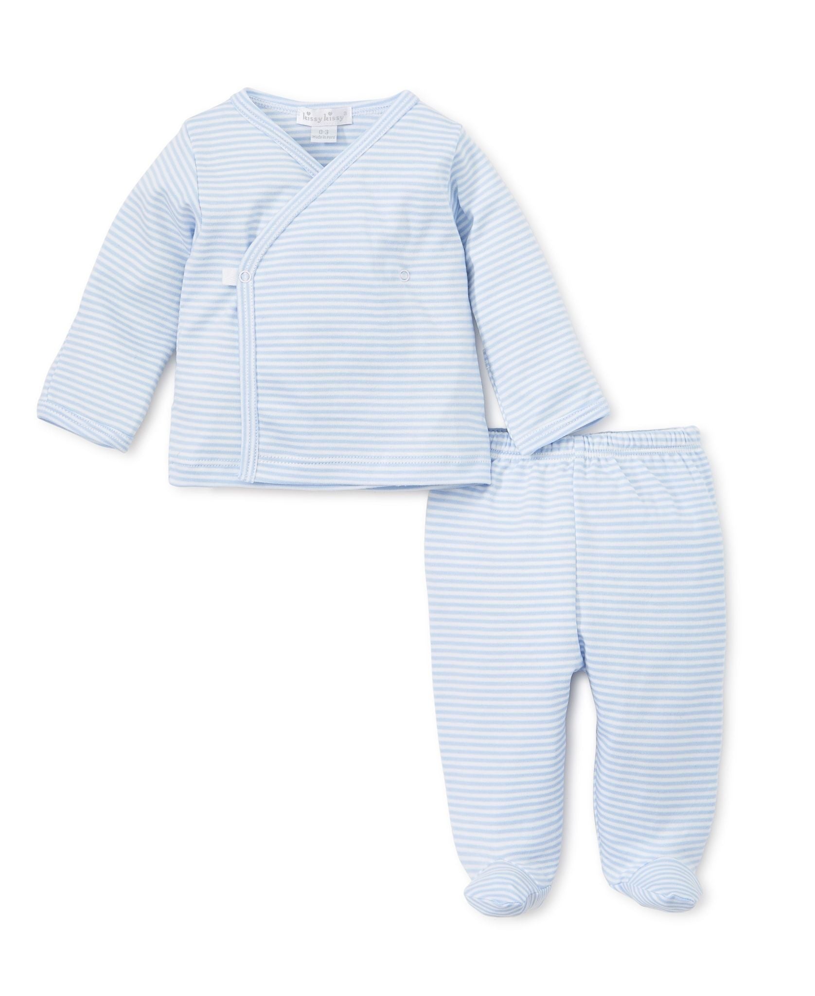 Light Blue Stripe Footed Wrap-Set